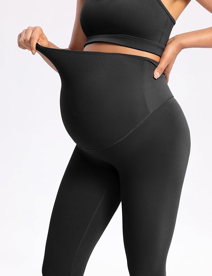 POSHDIVAH Women's Creamluxe Maternity Leggings 25"/28" Over The Belly Pregnancy Yoga Pants Active Workout Leggings