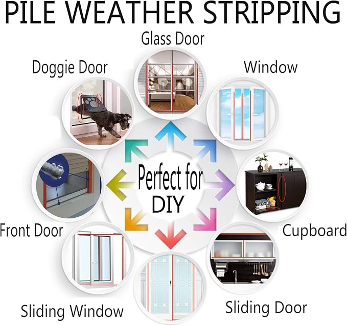 Door Sealers for Door Frame Felt Pile Weatherstripping for Sliding Window - Image 8