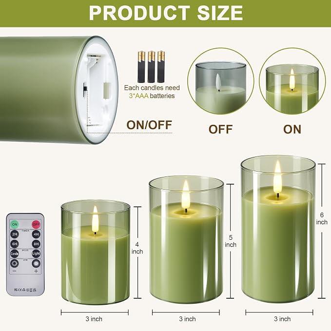 Tyawon Glass Battery Operated LED Flameless Candles - Image 7