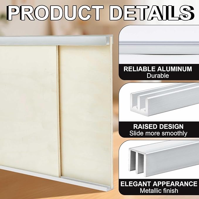 1 Set Metal Sliding Door Track Set, 4FT Metal Upper & Lower Tracks - Image 3
