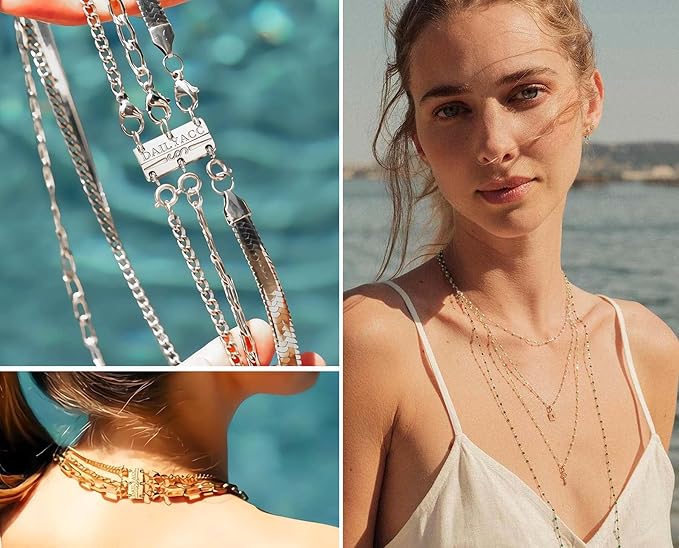 Layering Magnetic Necklace Clasp,18 K Gold and Silver Separator for Stackable Necklaces