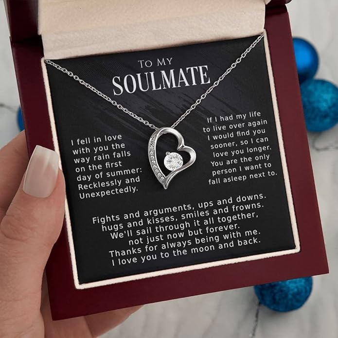 To My Beautiful Soulmate Necklace For Women, Necklace For Wife From Husband, Girlfriend Necklace From Boyfriend, Wife Birthday Gifts From Husband, Gifts Boxes For Women, Soulmate Necklace For Her