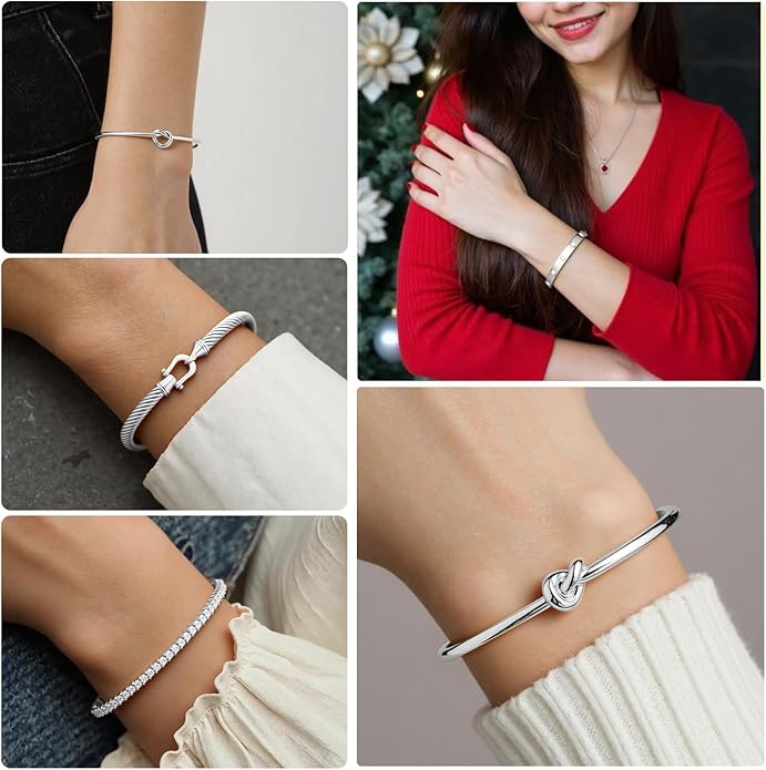 18 K Gold Plated Love Bangle Bracelet Stack Cuff Jewelry for Women Jewelry Set for Women Gift with Box