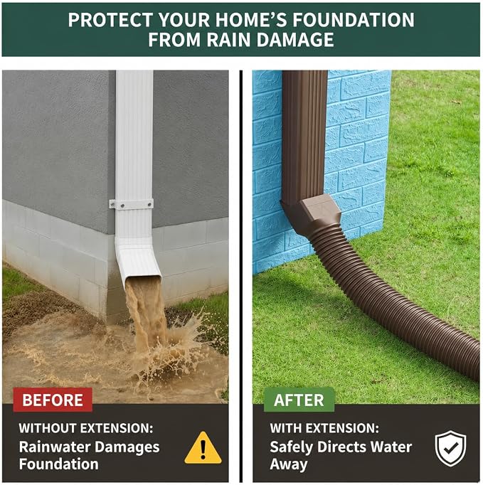 2 Pack Brown Rain Gutter Downspout Extensions, Gutter Extender - Image 5