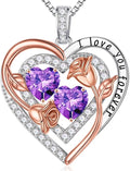Iefil Valentines Day Gifts for Her - Sterling Silver Birthstone Necklace Anniversary Birthday Gifts for Her Wife Mom Daughter