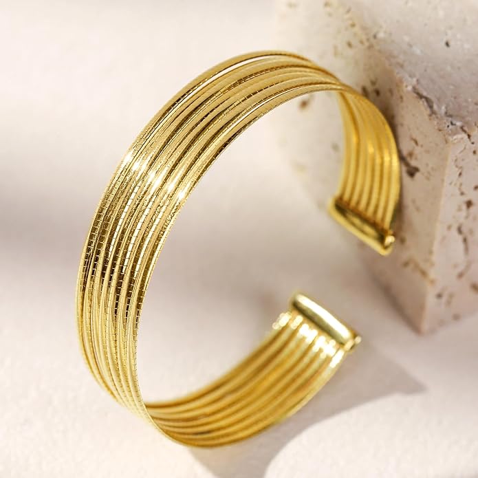 Cuffs Bracelet for Women Minimalist Gold Coil Craft Cuff Bracelet Italian Coil Craft Handmade Jewelry Christama Birtherday Gift