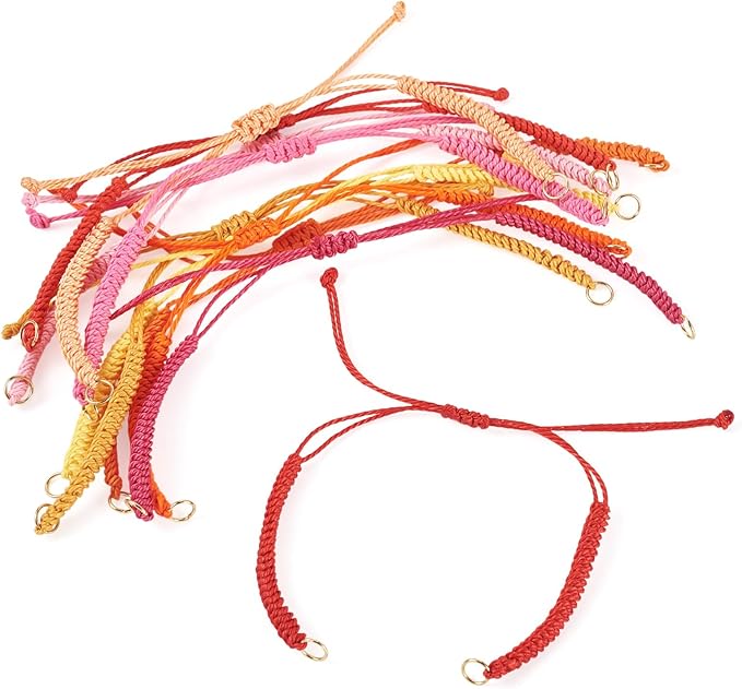 30Pcs Braided Adjustable Cord for Bracelet,Semi Finished Friendship Bracelet String,Waxed Polyester Cord Adjustable Bracelet Knot Rope Handmade Braid String for Jewelry Making DIY Craft