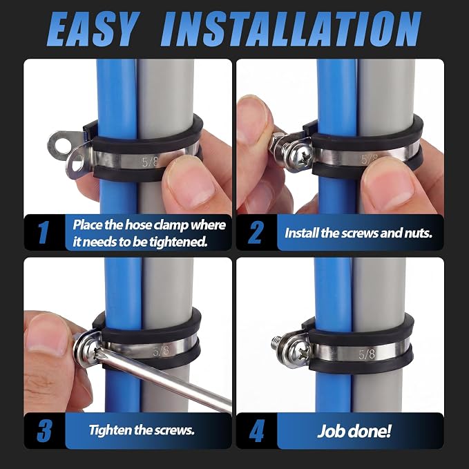 50 Pcs 5/8 Inch Cable Clamps Stainless Steel Pipe Clamps Holder Rubber Coated - Image 5