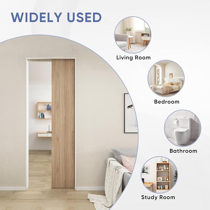 JUBEST 7FT Commercial Grade Pocket Door Hardware and Track Set, Sliding Door - Image 7