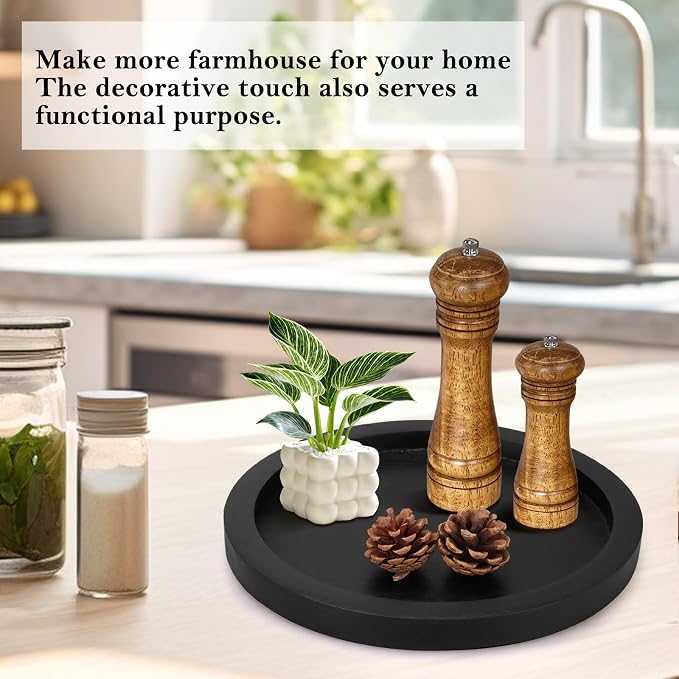 Black Wooden Decorative Trays for Kitchen Counter Living Room Centerpiece | - Image 6