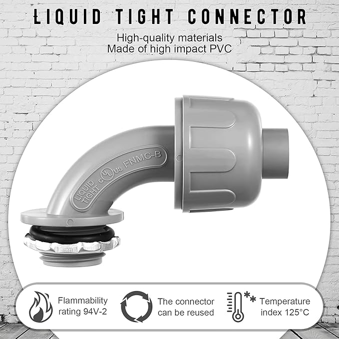 BBTO 36 Pieces 1/2 Inch Liquid Tight Connector Flexible Non Metallic Electrical - Image 5