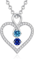 LOUISA SECRET Infinity Double Birthstone Necklace, 925 Sterling Silver Tiny Pendant Heart Necklace for Women Wife Her, Best Jewelry Gift Heart Jewelry Meaningful Gift for Valentine's Day, Christmas, Birthday Anniversary