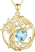 FANCIME Tree of life Birthstone necklace Sterling Silver Pendant Birthstone Necklace Gemstone Anniversary Birthday Jewelry Christmas Gifts for Mom Her Wife