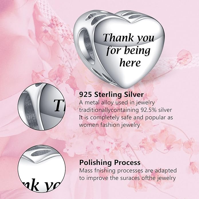 Annmors Personalized Photo Charms For Bracelets/Necklace 925 Sterling Silver Love Heart Shaped Engraved Customize Picture Gift for Birthday Mother's Day,Bead Charms Jewelry for Women