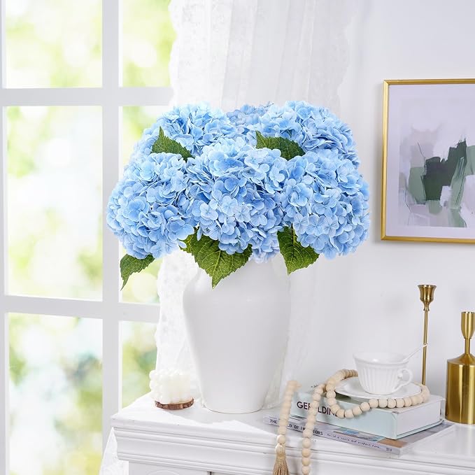 21" Real Touch Blue Hydrangea Artificial Flowers - Image 4