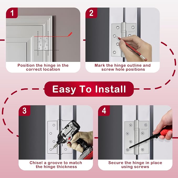 2 Pack RONESS Stainless Steel Hinge, Heavy Duty, Long-Lasting, Smooth and Quiet - Image 5