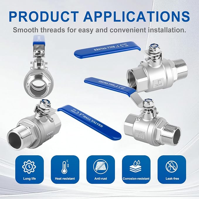1 inch Ball Valve 2 Pack Full Port Male x Female NPT Thread Shut Off Valve | - Image 4