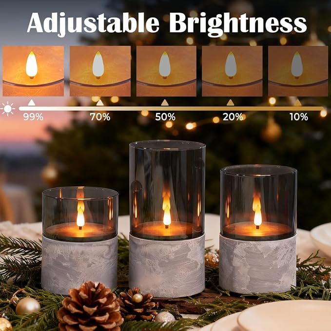 LEDHOLYT Rechargeable Marble Flameless Candles, Decorative Candles - Image 3