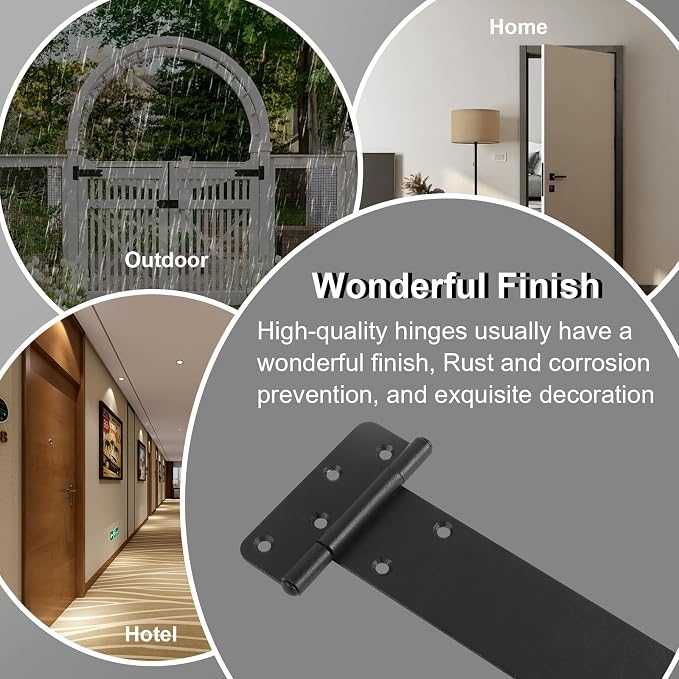 4 Pack 8" Door Hinges, 300 Lbs Capacity Heavy Duty Gate Hinges | Matte black - Image 5