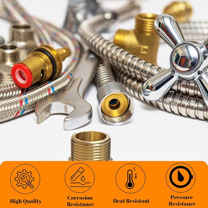 2 Pcs Brass Bushing 3/8" Male to 1/4" Female, 3/8" to 1/4" NPT Adapter Hex - Image 4