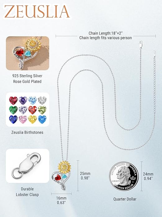 Valentine's Day Gifts for Wife 925 Sterling Silver Double Birthstone Pendant Necklaces I Love You for Always and Forever Necklace Anniversary Birthday Gifts for Wife Girlfriend Mom Her