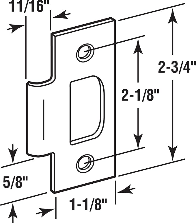 Prime-Line E 2284 Stainless Steel T-Strike Door Plate, Brass Plated | 2-1/8 In. - Image 2