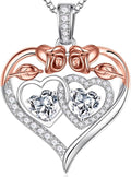 Iefil Valentines Day Gifts for Her - 925 Sterling Silver Rose Heart Necklaces for Women, Anniversary Birthday Gifts for Wife Girlfriend Mom