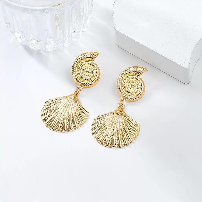 Gold/Silver Shell Dangle Earrings for Women Seashell Drop Dangle Earrings Ocean Beach Earrings Summer Jewelry