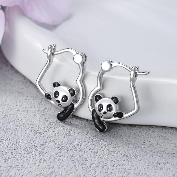 Hypoallergenic Earrings Rabbit Tiger Teddy Koala Puppy Panther Peacock Earrings Sterling Silver Animal Hug Hoop Earrings Jewelry Mothers Day Graduation Birthday Gifts for Women