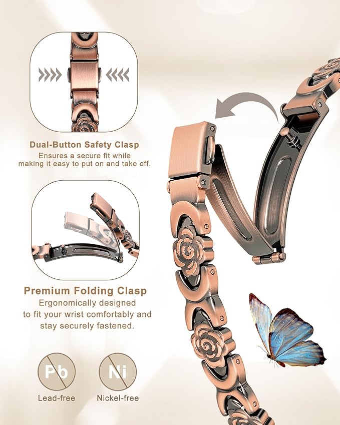 Copper Bracelets for Women, 99.99% Pure Copper Magnetic Bracelet, 3800 Gauss, Adjustable Sizing, Women's Bracelets With Built-in Magnets, Gift Packaging, Fashion Jewelry Gift.