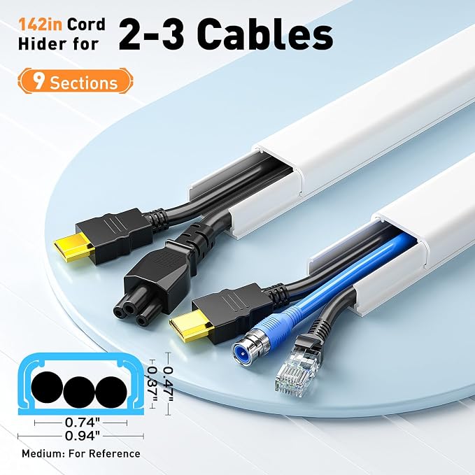 Delamu Cord Hider, 142in Cable Hider, Cord Covers - Image 2