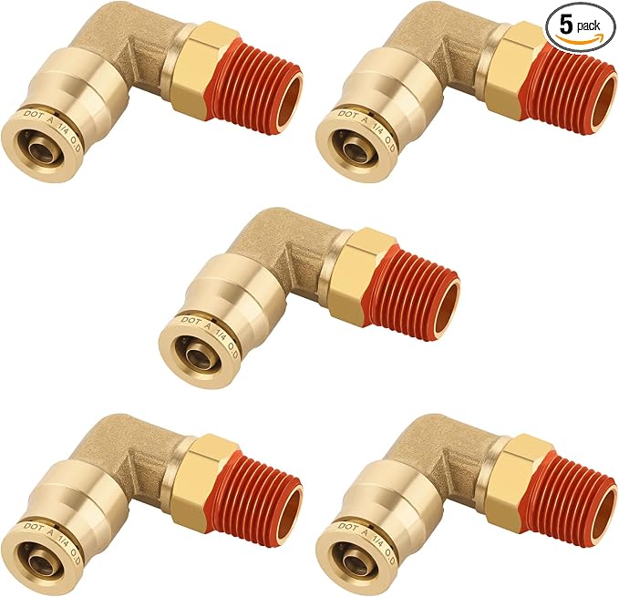90° Swivel Male Elbow, 1/4" Tube x 1/8" NPT, DOT Approved 5PCS | by BOERAY