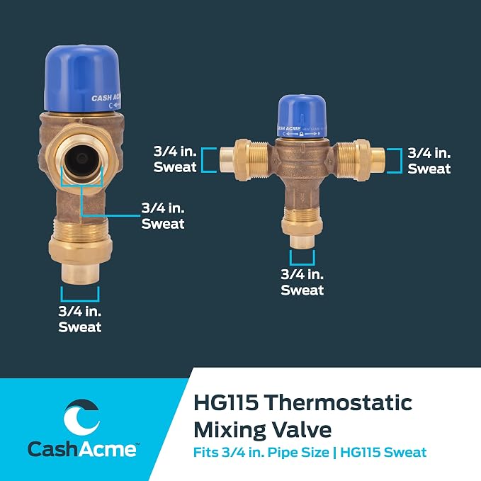 Cash Acme 3/4 Inch HG115 Sweat Thermostatic Mixing Valve - Image 5