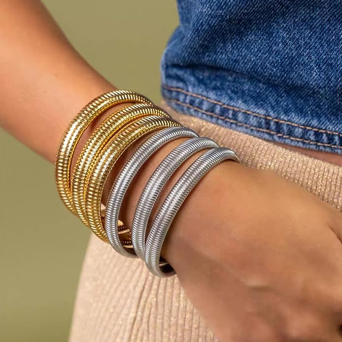 18K Gold Plated Bracelets for Women Gold Bangles for Women Chunky Bangle Bracelets for Women Bracelets Stack Tarnish Free Bangle Set of 3 for Women Accessories for Her Gifts