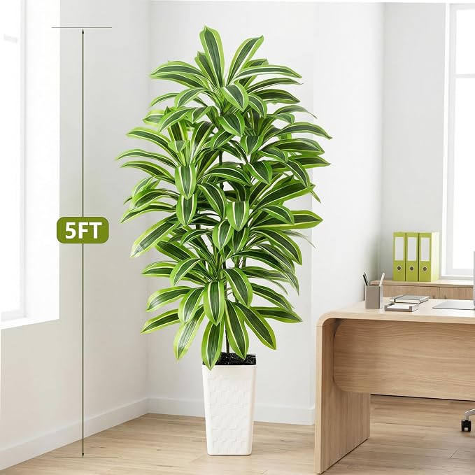 Artificial Yellow Dracaena Tree Indoor, 5FT Tall Fake Floor Plants - Image 3