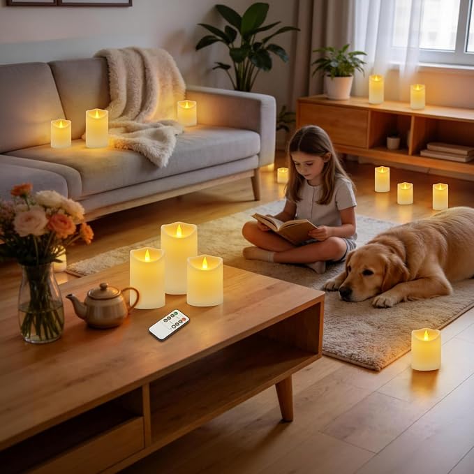 Flameless Candles 4" 5" 6" Outdoor Indoor Pillars Battery Operated Flickering - Image 6