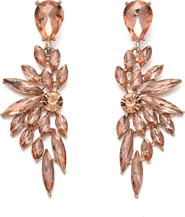 BriLove Women's Wedding Bridal Crystal Teardrop Multi Marquise Cluster Bling Dangle Earrings