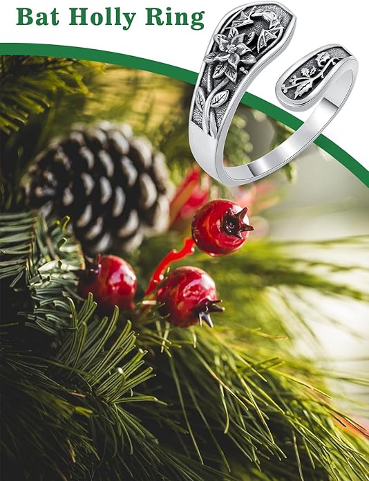 Midari Sun and Moon/Bee/Celtic/Life of Tree/Lotus Spoon Ring for Women 925 Sterling Silver Adjustable Ring Open Ring for Women Men Halloween Birthday Gift
