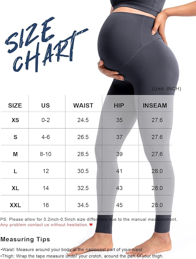 POSHDIVAH Women's Creamluxe Maternity Leggings 25"/28" Over The Belly Pregnancy Yoga Pants Active Workout Leggings