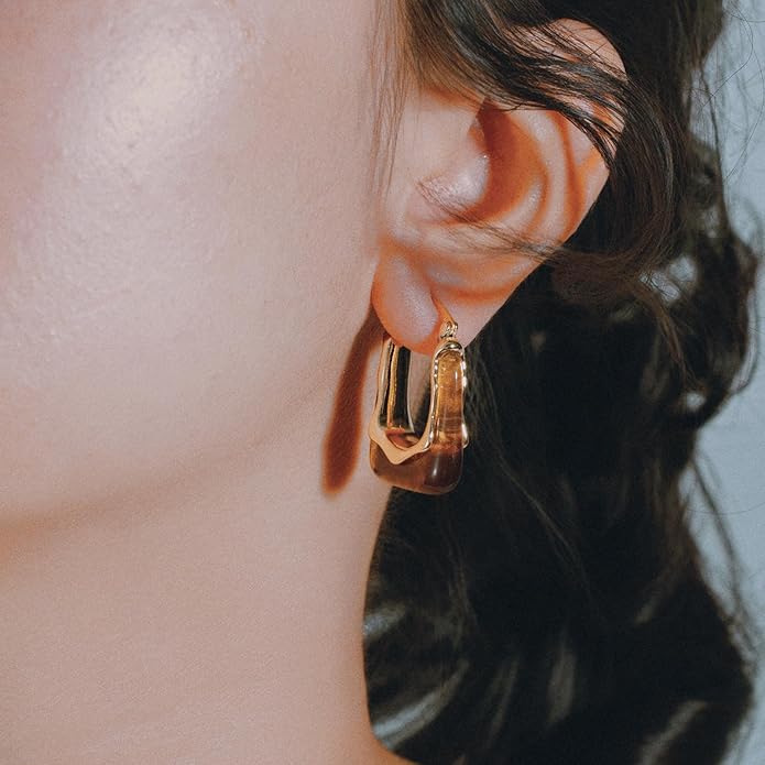Acrylic Hoop Earrings Chunky Huggie Statement Vintage Earrings Cute Resin Drop Earring Trendy Jewelry Gifts for Women