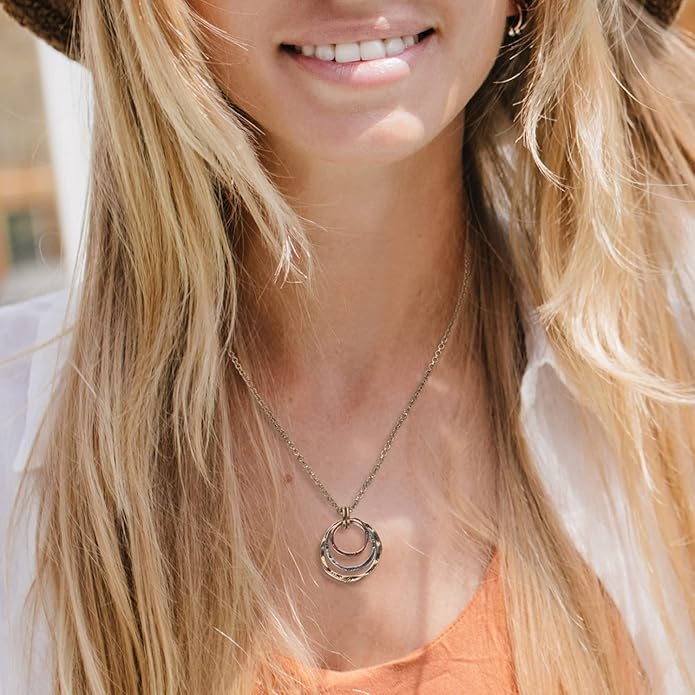 SPUNKYsoul Boho 3 Circle Pendant Handmade Earth Ocean Necklace Jewelry for Women Gold Silver Copper Rose Gold Multi-Metal
