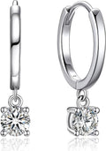 MomentWish Dangle Earrings for Women-925 Sterling Silver Moissanite Earring, Women's Gift for Valentine Birthday, D Color VVS1 Dancing Moissanite Hoops