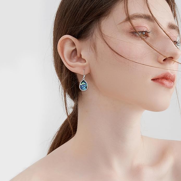 Abalone Shell Dangle Drop Earrings for Women 925 Sterling Silver Filigree Bohemian Earrings Jewelry Gift