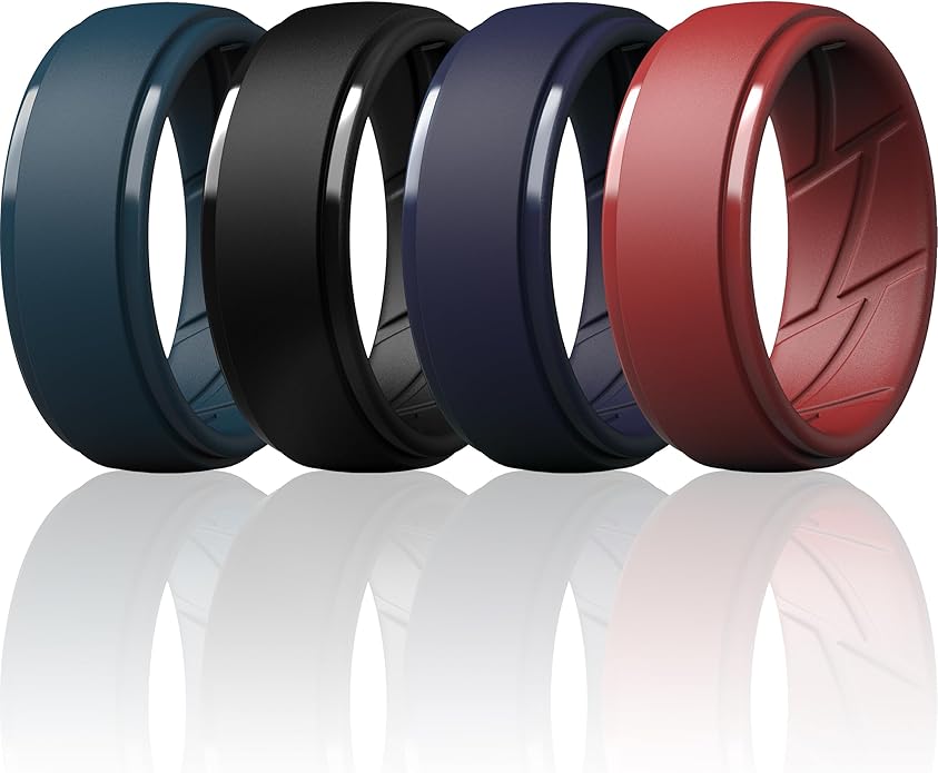 ThunderFit Men's Silicone Rings 10mm Wide 2.5mm Thick Rubber Bands, Breathable, Variety Multipack 1-10