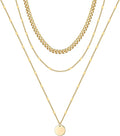 Turandoss Gold Layered Necklaces for Women - 14K Gold Plated Handmade Multilayer Bar Pearls Coin Disc Moon Butterfly Medallion Adjustable Dainty Layered Choker Necklaces for Women Jewelry