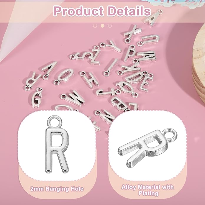 uxcell Letter Charm, Alloy Letter Initial Alphabet Charm for DIY Crafts Jewelry Making Bracelet Earrings Necklace