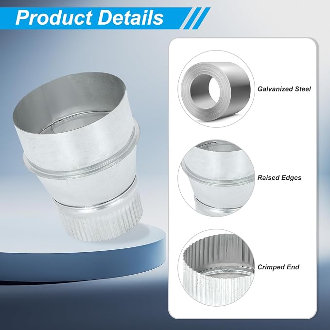 PATIKIL 4 Inch to 3 Inch Duct Reducer, Galvanized Steel Round Air Duct Reducer - Image 3