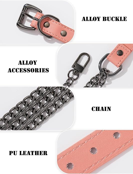 FEOYA Leather Choker Collar For Women Handmade Adjustable Triple-Layer Slip Chain Punk Gothic Chain Collar Necklace
