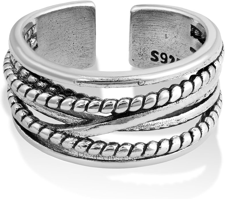 Small Twist Vintage Chunky 925 Sterling Silver Y2K Braided Rings Thumb Cool Fidget Ring for Women