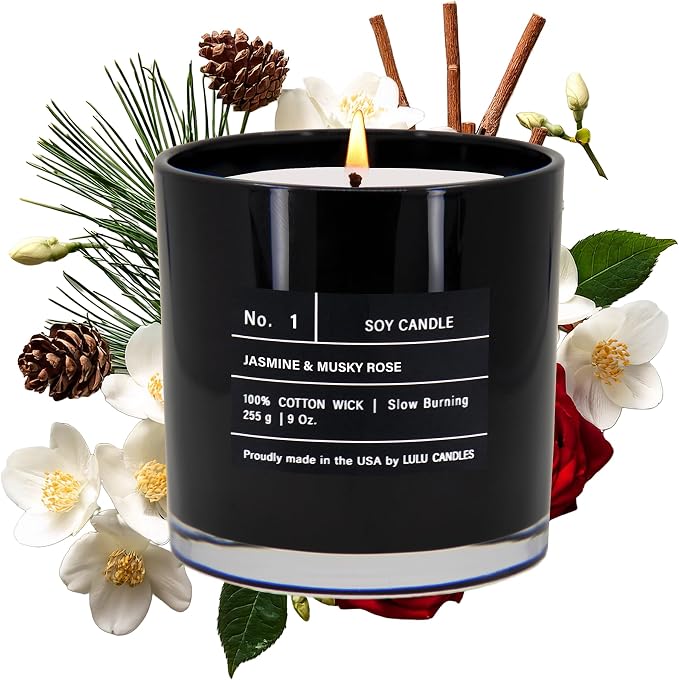 Lulu Candles | Jasmine & Musky Rose | Luxury Scented Soy Jar Candle | Hand by LULUCANDLES